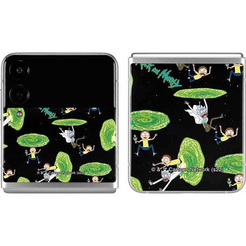 Adult Swim Rick and Morty Portal Pattern Galaxy Z Flip4 5G Skin